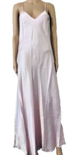 A1 Baby Pink Satin Shiny nightgown Sleepwear long dress Sz S/M