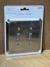 allen roth Advington 2-Gang Standard Satin Nickel Steel Indoor Toggle Wall Plate