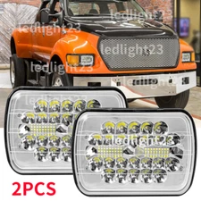 DOT Pair 130W 5x7" 7x6" LED Headlights Chrome Fit for Ford F-650 F-750 2000-2015