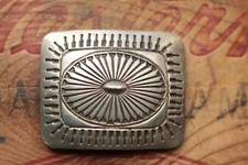 Vintage Hand Made Sterling Silver Native American Stamp Work Belt Buckle
