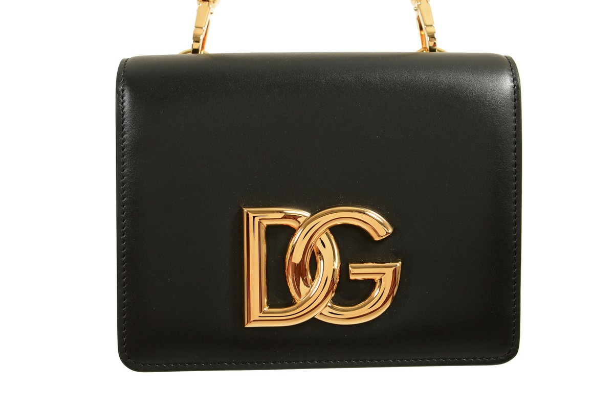 Dolce & Gabbana Women's Black Leather Gold Metallic Logo