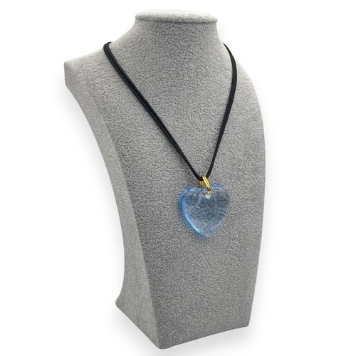 Baccarat Blue Crystal Heart Necklace with Black Cord and Gold-Tone Accents - Picture 14 of 18