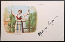 1907 Norway Hardanger “Making Hay” Postcard Mittet & Co Voss Stalheim Written