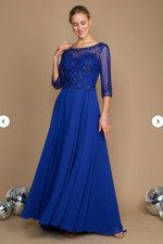 Dylan & Davids Long Sleeve Hand Beaded Mother of The Bride Dress Royal Blue L