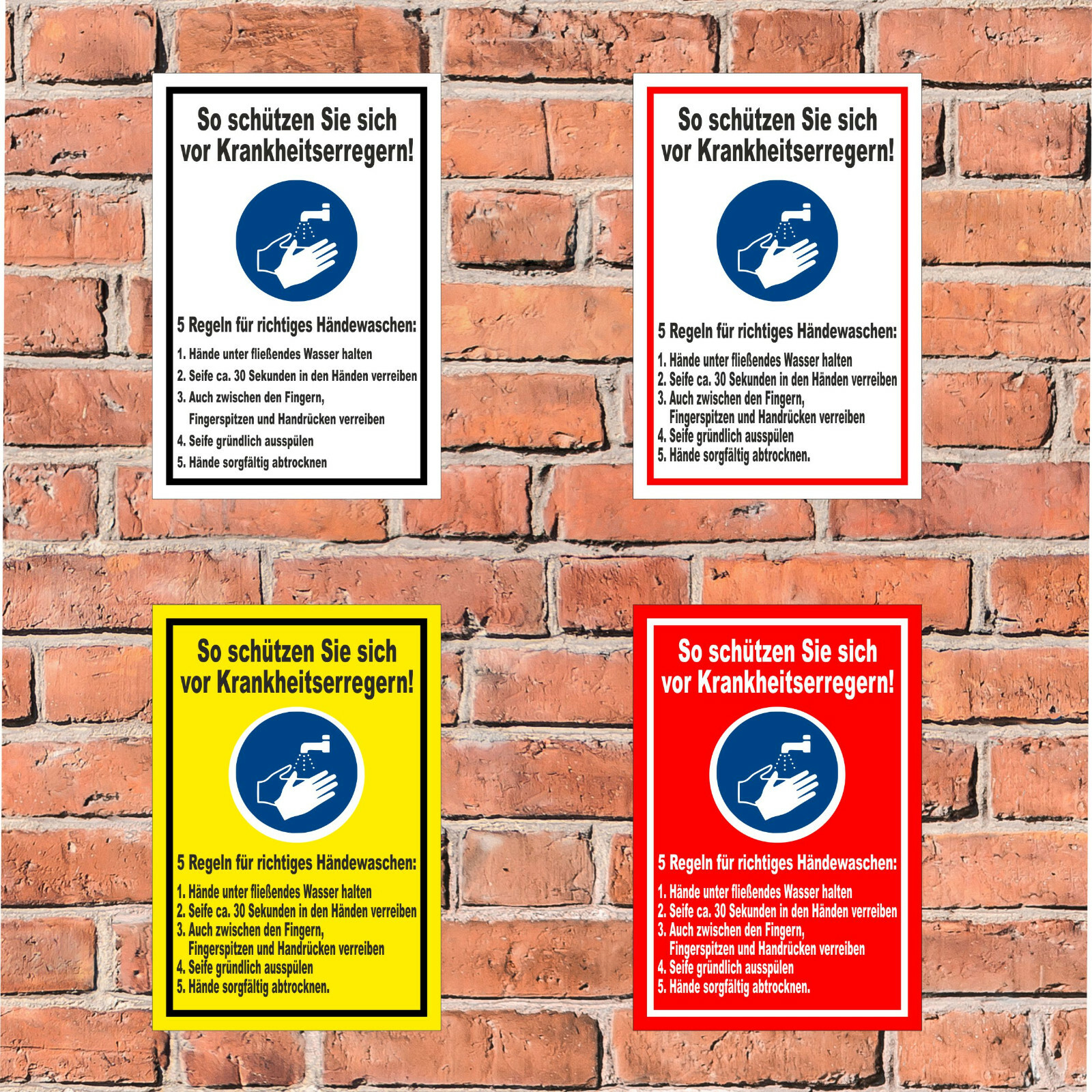 Schild Handhygiene - Händewaschen - Regeln - in 4 Größen - S00225-022