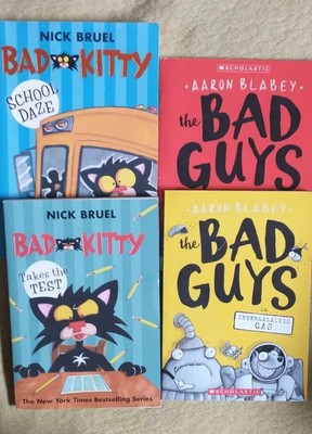 4 Graphic Picture Books 2 Bad Kitty (Bruel) + 2 The Bad Guys (Blabey) Ages 7-10