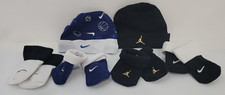 New Nike Air Jordan Infants Black Navy Set 2 Hats and 8 Booties socks 0-6mth