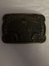 Sutton County Centennial 1890 - 1990 Belt Buckle. Solid Brass. Made In USA