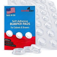 Pack of 100 Cabinet Door Bumpers - 1/2 Diameter Clear Adhesive Pads for D