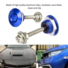 2x BLUE Push Button Quick Release Hood Bonnet Pin Lock Clip Car Bumper Latch set