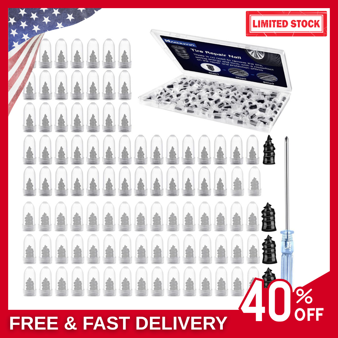 100 Pcs Rubber Tire Nail Repair Kit Screw In Tire Plugs for Car Truck SUV Van