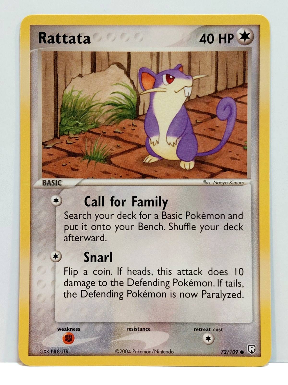 2004 POKEMON RATTATA 72/109 BASIC CARD