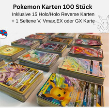 ✅ 100 Pokemon Karten Deutsch – inkl. V / EX / VMAX – 15x Holo & keine Doppelten