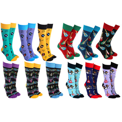 Sock Society Unisex E-Gitarre, Musiknoten, Vinyl & Rock & Roll 3er-Pack