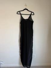 Womens Sheer Black Mesh Wide Leg Spaghetti Strap Jumpsuit Romper Festival Fall