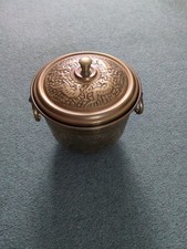 Vintage Nader Hand Hammered Copper Ice Bucket W/Lid/Insert Camel/Animal Pattern