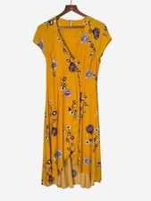 Free People Lost in You Yellow Floral Midi Dress • Size S • Hi-Lo Hem • $128
