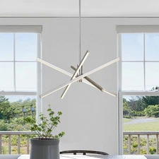 Modern Sputnik Chandeliers, Brushed Nickel Dining Room Light Fixture, LED Lin...
