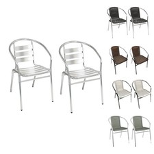 2 Sück robuste Aluminium Stapelstuhl Bistrostuhl Gartenstuhl und Polyrattan
