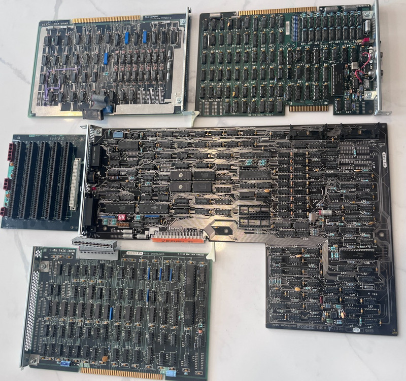 Vintage Wang PC-001 Computer Motherboard & Expansion Cards Lot -8086 CPU Removed