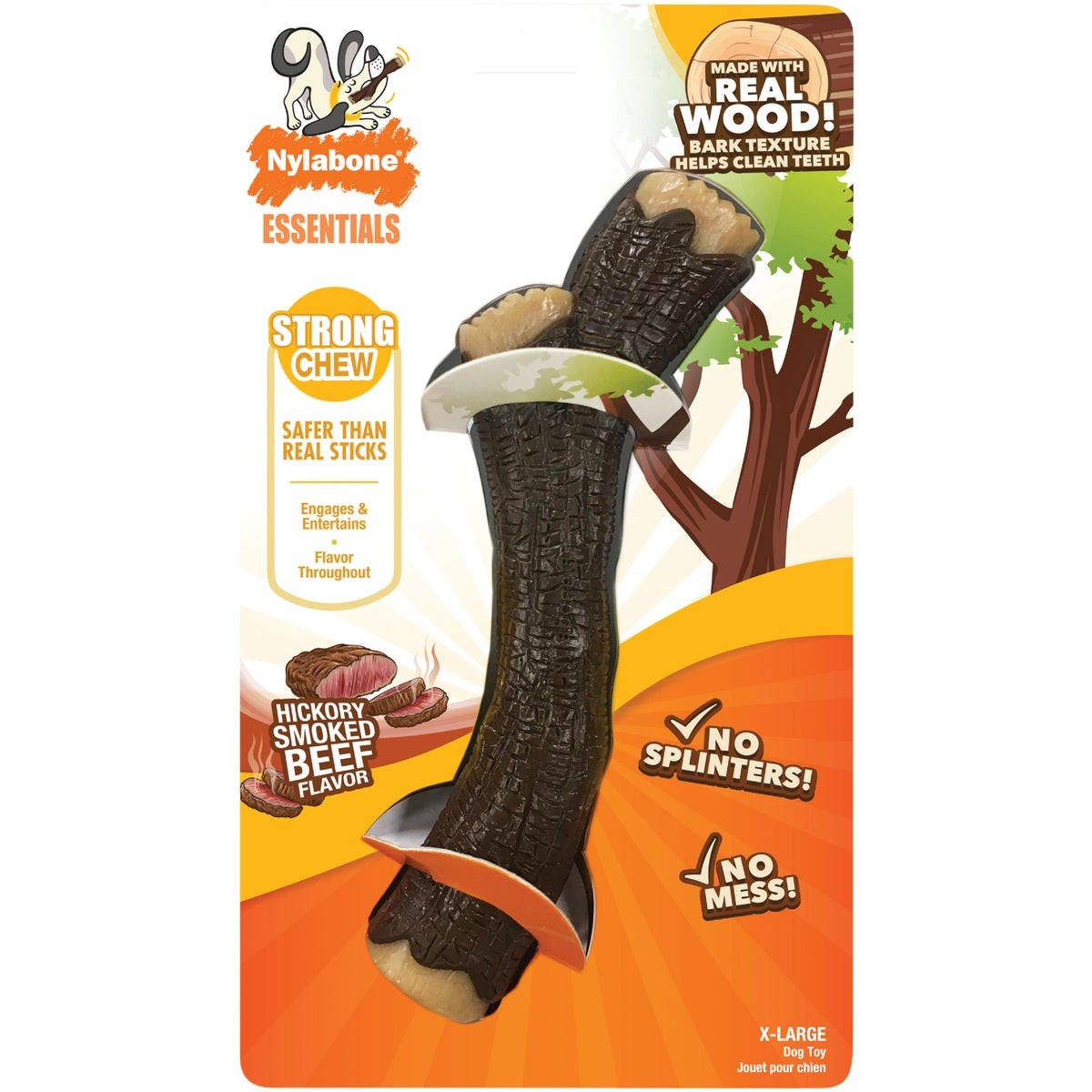 Nylabone Hickory Smoked Beef Flavor Strong Chew Real Wood XL