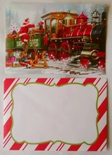 "Santa Train Express", (3) Leanin Tree Christmas, Holiday Cards, & (3) Envelopes