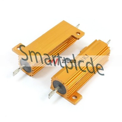 2Pcs 50W 1K Ohm Axial Wirewound Aluminum Clad Resistor Gold Tone 4.8 x2.6x1.5cm 