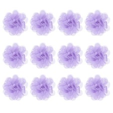 12 PCS Lilac Chiffon Artificial Flowers 1.97x1.97 Inch Round Fabric Indoor