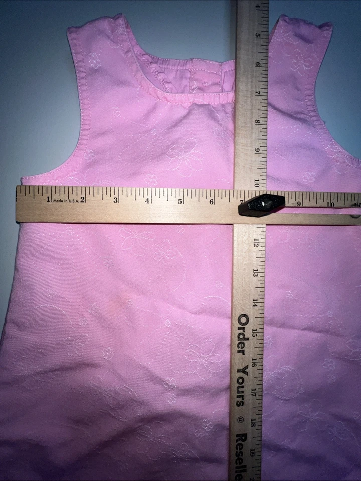 Vestido Gloria Desteñido Niñas 4T Rosa Sin Mangas Bordado Diseño Floral Botón Trasero Foto 3 de 4