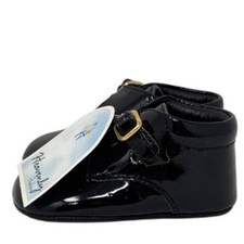 Heavenly Fashion Soles Black Baby Shoes Size 15 Patent Leather Buckle Strap New