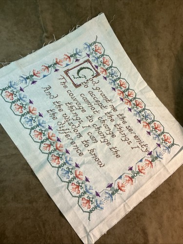 Vintage needles and hoops handmade cross stitch embroidery prayer