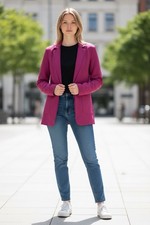 Pink Women's Blazer Notch Lapel Long Sleeve Two-Button Single-Breasted