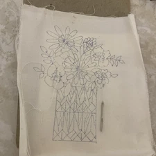 Vintage Vogart Crafts Creative Stitchery Kit Frame Floral Vase Embroidery