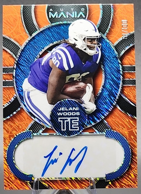 Jelani Woods /100 2022 Wild Card Mania Rookie RC Auto Orange Shimmer Colts SP