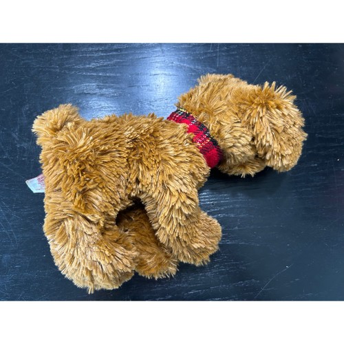 Lord & Taylor - hellbraun Shaggy Hund Stofftier Karo Halsband Top Zustand - Bild 6 von 6