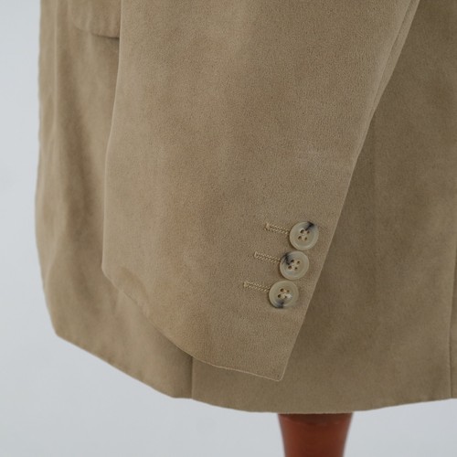 Mens Faux Suede Blazer 42R UK Size Beige Sport Coat Vintage Jacket - Picture 9 of 14