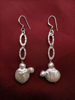 Handgefertigte Barock Perlen Ohrringe mit Sterlingsilber