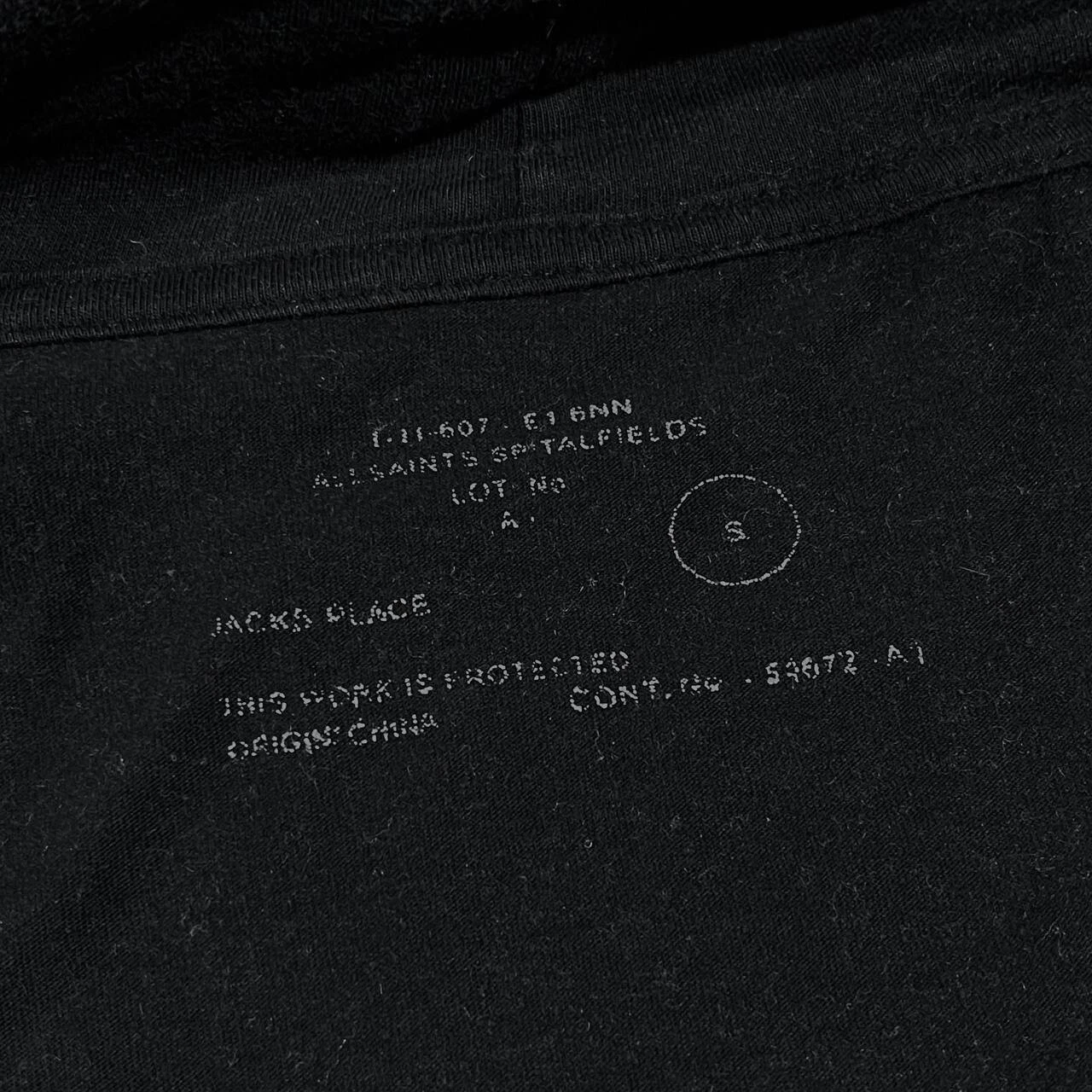 Felpa con cappuccio ALLSAINTS Spitalfields nera cerniera intera stile Rick Owens taglia S