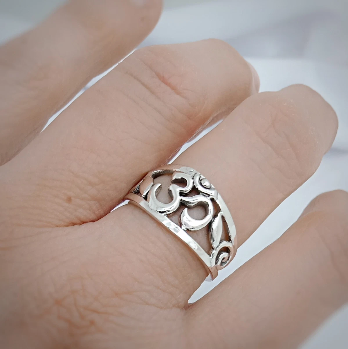 Om ring silver sale