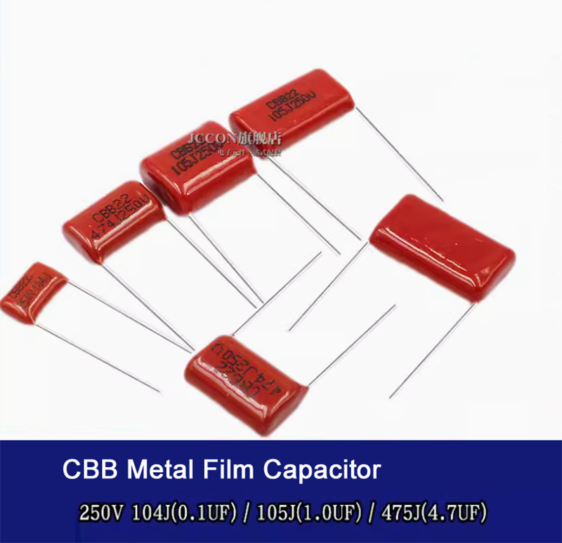 10Pcs CBB Metal Film Capacitor 250V 104J/105J/474J/225J/475J 0.1UF 4.7UF 2.2uf