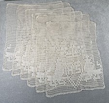 Set Of 6 Hand Made Crochet Table Toppers/ Mats/ Doilies Lion Design