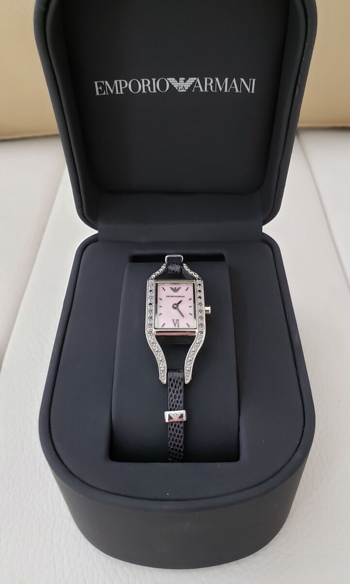 Vintage EMPORIO ARMANI AR3130 Black Diamonds Snake Leather Vintage EMPORIO ARMANI AR3130 Black Diamonds Snake Leather