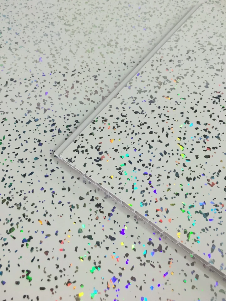 Beige, Black or White Sparkle 8mm Bathroom Panels Shower Wet Wall Cladding PVC - Image 3 of 4
