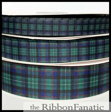 3 yds 5/8" or 7/8" or 1.5" Navy Hunter Green Red Tartan Plaid Grosgrain Ribbon