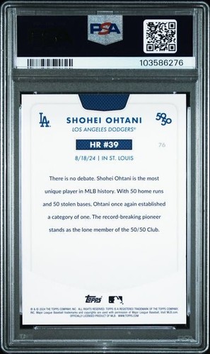 PSA10 2024 TOPPS 50/50 SHOHEI OHTANI 76 SHOHEI OHTANI - 第 2/2 張圖片
