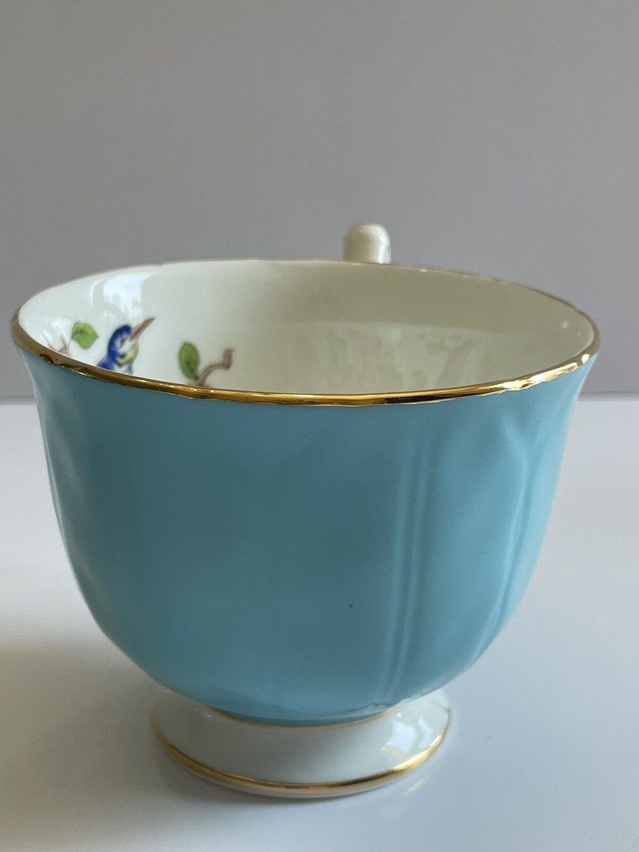 Aynsley Pembroke Blue 　スープカップ＆ソーサー3客セット Aynsley Pembroke Tea Cup & Saucer Teal Bird Floral Gold Trim Bone