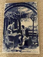 Mounted or Install. TILE MURAL  Six tiles. 12"x17.7". Blue. Delft. Holland. J3.