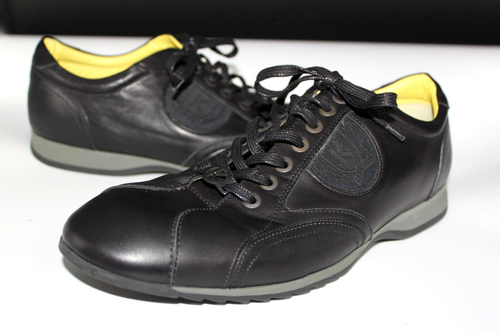 MENS KENZO LACE UP SNEAKERS SHOES BLACK LEATHER SIZE 42 EURO OR 8 - 8.5 US