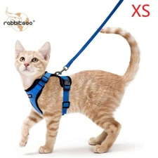 rabbitgoo Pet Cat Harness Dog Adjustable Reflective Vest Escape Proof Blue XS
