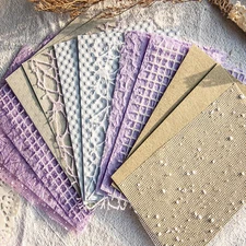 Handmade Scrapbook Paper, 16 Sheets Textured Paper Mesh Fabric Mix Special Junk